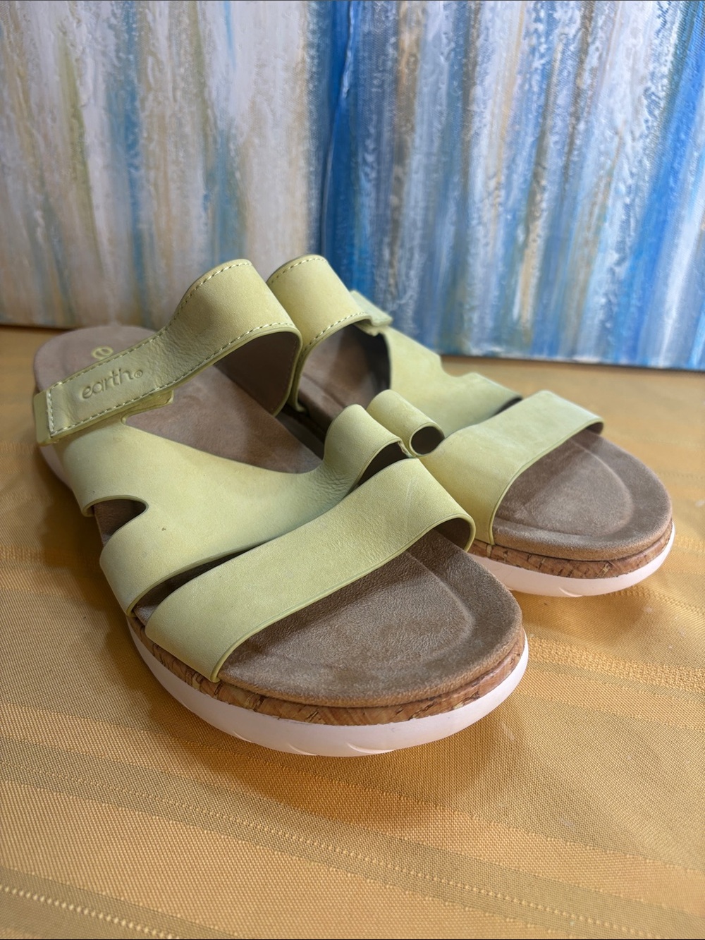 Earth Origins Women’s Lime Green Adjustable Slide Sandals